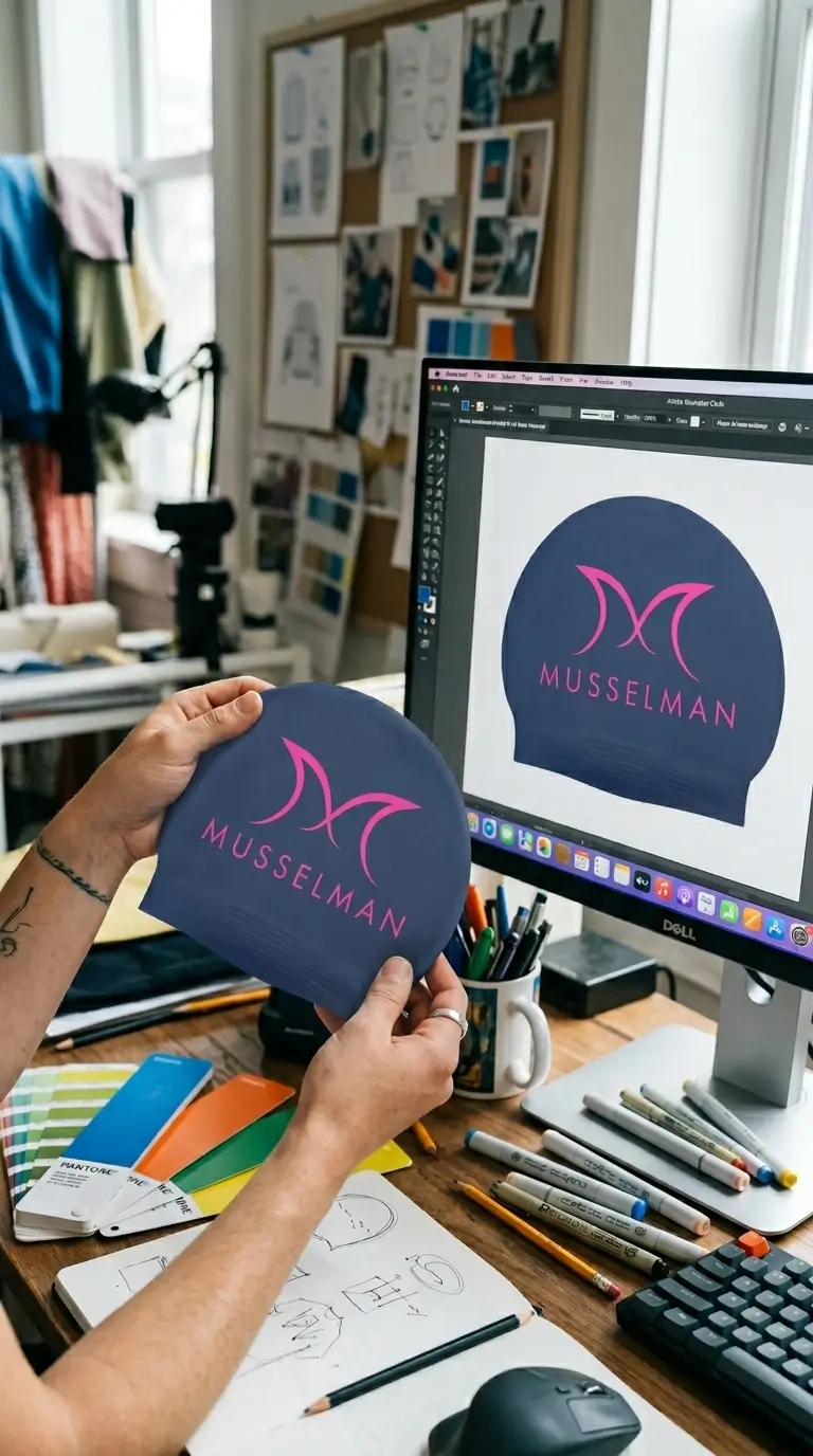 Création d'une maquette digitale pour personnalisation de bonnet de bain en latex